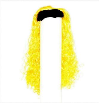 Парик с повязкой маленькие кудряшки желтый