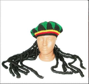 Шапка Растамана с дредами (пвх волос, толстая)