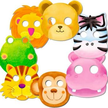 Маска бумажная ассорти Забавные зверята 7шт